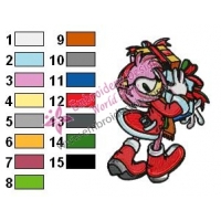 Amy Rose Sonic Embroidery Design 09